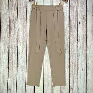 Nicole Miller Pants Womens Size XS Beige Pull On Stretch Tie Belt Elastic Waist